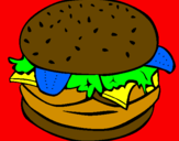 Disegno Hamburger completo  pitturato su ale