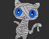 Disegno Mummia gatto scaraboechio pitturato su mem