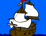 Disegno Barca  pitturato su sebastiano