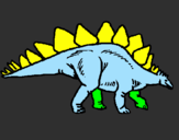 Disegno Stegosaurus  pitturato su fabio