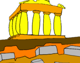 Disegno Partenone pitturato su gaia