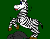 Disegno Zebra che salta sulle pietre  pitturato su carlo marcello demontis