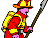 Disegno Pompiere  pitturato su eroe