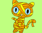 Disegno Mummia gatto scaraboechio pitturato su sasha