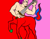 Disegno Centauro  pitturato su gursy