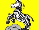 Disegno Zebra che salta sulle pietre  pitturato su DAIANA