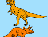 Disegno Triceratops e Tyrannosaurus Rex pitturato su antonio