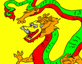 Disegno Drago cinese pitturato su maia
