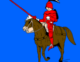 Disegno Cavallerizzo a cavallo  pitturato su ari e leo