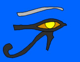 Disegno Occhio di Horus  pitturato su giovanni