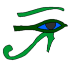 Disegno Occhio di Horus  pitturato su carla