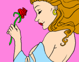 Disegno Principessa con una rosa pitturato su marco