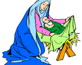 Disegno Nascita di Gesù Bambino pitturato su Giusy