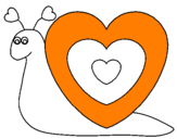 Disegno Lumachina cuore  pitturato su lino