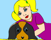 Disegno Bambina che abbraccia il suo cagnolino  pitturato su alice