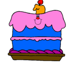 Disegno Torta di compleanno  pitturato su gaia