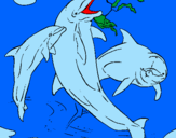 Disegno Delfini che giocano  pitturato su maria aurora