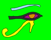 Disegno Occhio di Horus  pitturato su Shari
