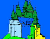 Disegno Castello medievale  pitturato su riccardo