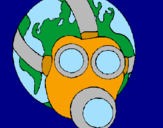 Disegno Terra con maschera anti-gas  pitturato su stefano s