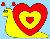 Disegno Lumachina cuore  pitturato su snoopy