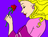 Disegno Principessa con una rosa pitturato su elisa e serena 7
