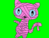 Disegno Mummia gatto scaraboechio pitturato su puffete