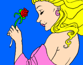 Disegno Principessa con una rosa pitturato su Rosy
