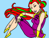 Disegno Principessa ninja  pitturato su ilenia