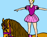 Disegno Trapezista in groppa al cavallo pitturato su Laura