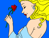 Disegno Principessa con una rosa pitturato su Milena