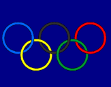 Disegno Anelli dei giochi olimpici  pitturato su stefsno