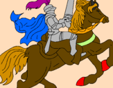 Disegno Cavaliere a cavallo pitturato su sandra
