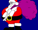 Disegno Babbo Natale e il suo sacco di regali pitturato su monica
