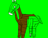 Disegno Cavallo di Troia pitturato su Nicolò
