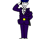 Disegno Poliziotto che saluta  pitturato su sofia flero