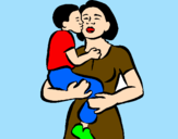 Disegno Bacio materno  pitturato su Alessioooo