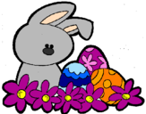 Disegno Coniglietto di Pasqua  pitturato su ale