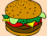 Disegno Hamburger completo  pitturato su nicole
