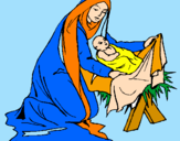 Disegno Nascita di Gesù Bambino pitturato su eligiav