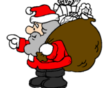 Disegno Babbo Natale e il suo sacco di regali  pitturato su TOMMASO