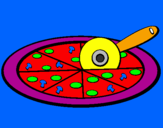 Disegno Pizza pitturato su Mattia