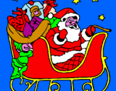 Disegno Babbo Natale alla guida della sua slitta pitturato su TITTI