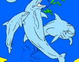 Disegno Delfini che giocano  pitturato su kevin di cossato