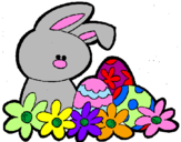 Disegno Coniglietto di Pasqua  pitturato su greta