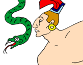 Disegno Serpente e guerriero pitturato su chiara