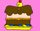 Disegno Torta di compleanno  pitturato su Giada