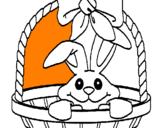 Disegno Coniglietto nella cesta  pitturato su manu