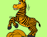 Disegno Zebra che salta sulle pietre  pitturato su margarita