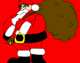 Disegno Babbo Natale e il suo sacco di regali pitturato su LUCA B